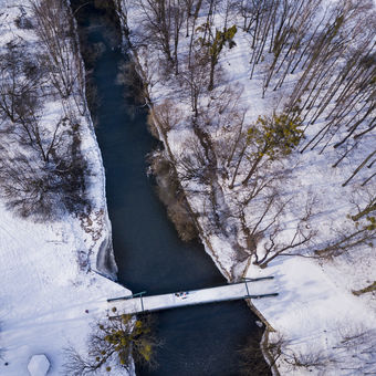 Zimní krajina zachycena dronem