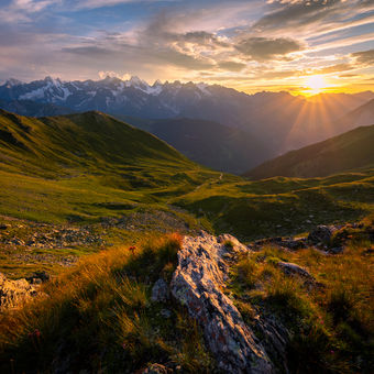 Západ slunce ve Walliských Alpách