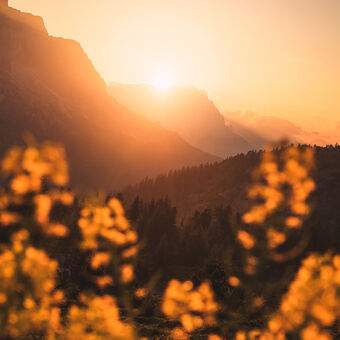 Východ slunce v Dolomitech