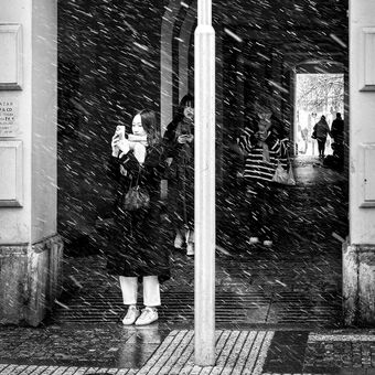 Sněhová vánice v Praze
