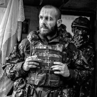 Dobrovolný bojovník na frontě, Avdiivka, Ukrajina, Červenec 2018