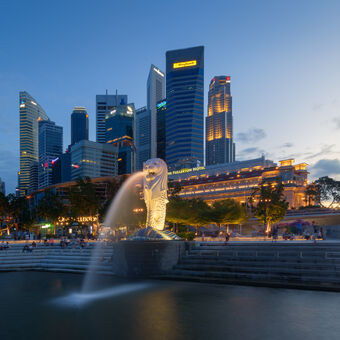 Modrá hodinka v Singapuru
