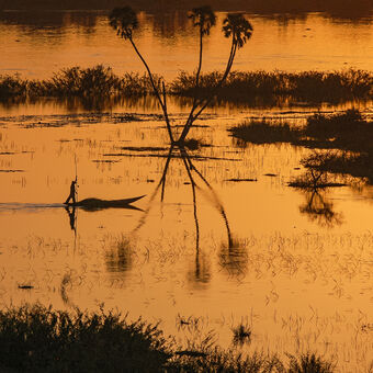 Západ slunce u řeky Niger