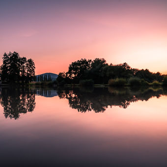 západ slunce u Tichavského rybníku