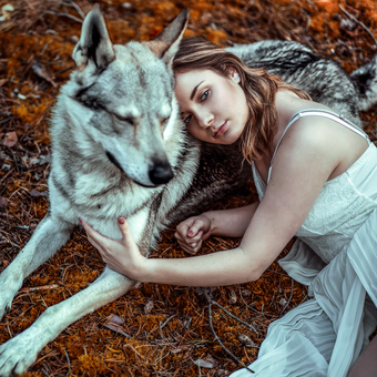 The girl with the wolf