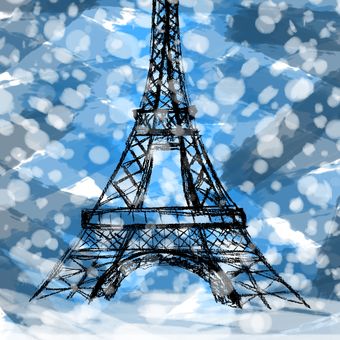 Sníh u Eiffelovky