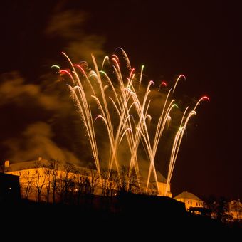 Novoroční ohňostroj v Brně na Špilberku