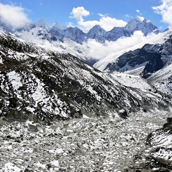 panorama nad údolím Khumbu