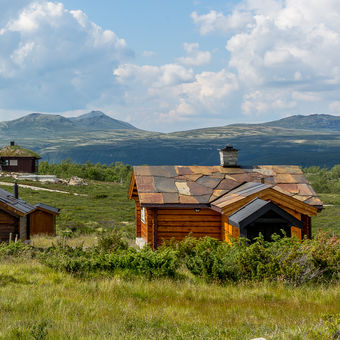 Rondane - břidlicové střechy domků