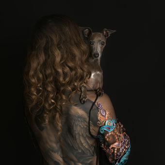 Woman with italian greyhound