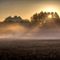 Hrad Andělská Hora po ránu v mlze