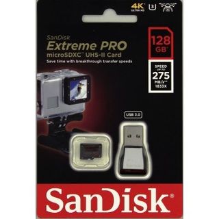 SanDisk Micro SDXC 128GB Extreme Pro 275 MB/s Class 10 UHS-II U3 + USB 3.0 čtečka