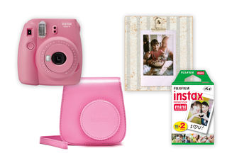 Fujifilm Instax mini 9 blush rose + pouzdro + 2x10 film + rámeček