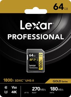 Lexar SDXC 64GB 1800x Professional Class 10 UHS-II U3 (V60)