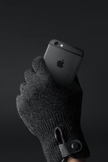 Mujjo dvouvrstvé pletené dotykové rukavice, velikost L černé