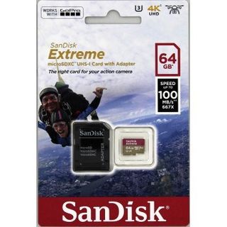 SanDisk Micro SDXC 64GB Extreme 100MB/s A1 Class 10 UHS-I U3 V30 pro akční kamery