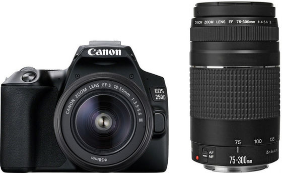 Canon EOS 250D + 18-55 mm DC III + 75-300 mm DC III černý