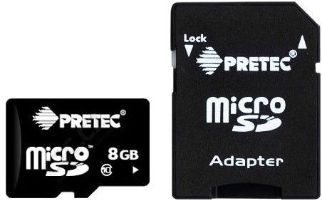 Pretec Micro SD (SDHC Class 10) 8GB karta + adaptér SD
