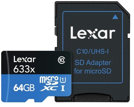 Lexar Micro SD (SDXC 633x Class 10 UHS-1) 64GB karta + Adapter SD