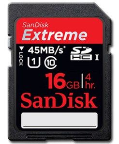 SanDisk SDHC 16GB EXTREME 45 MB/s