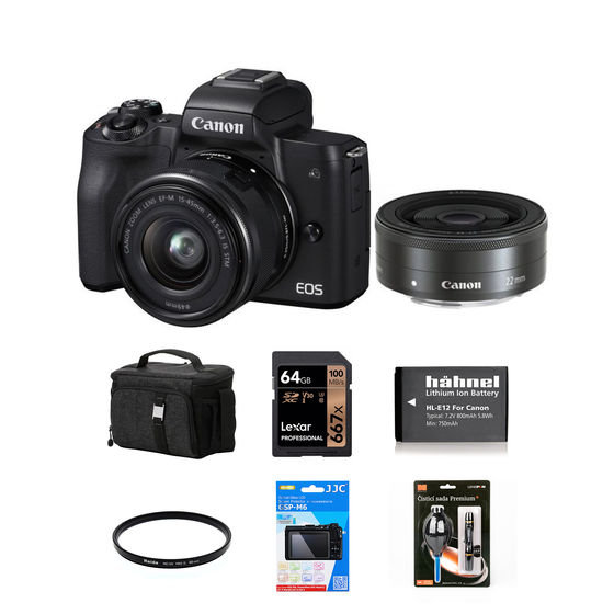 Canon EOS M50 + 15-45 mm + 22mm černý - Foto kit