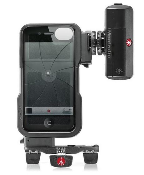 Manfrotto stativový obal KLYP + LED světlo ML120 + ministativ MP 1-C01 pro iPhone 4/4S
